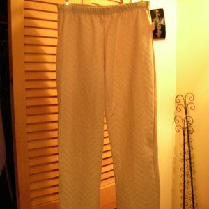 Pale pink stretch zig zag chevron pattern pull on flare leg pants AS IS medium